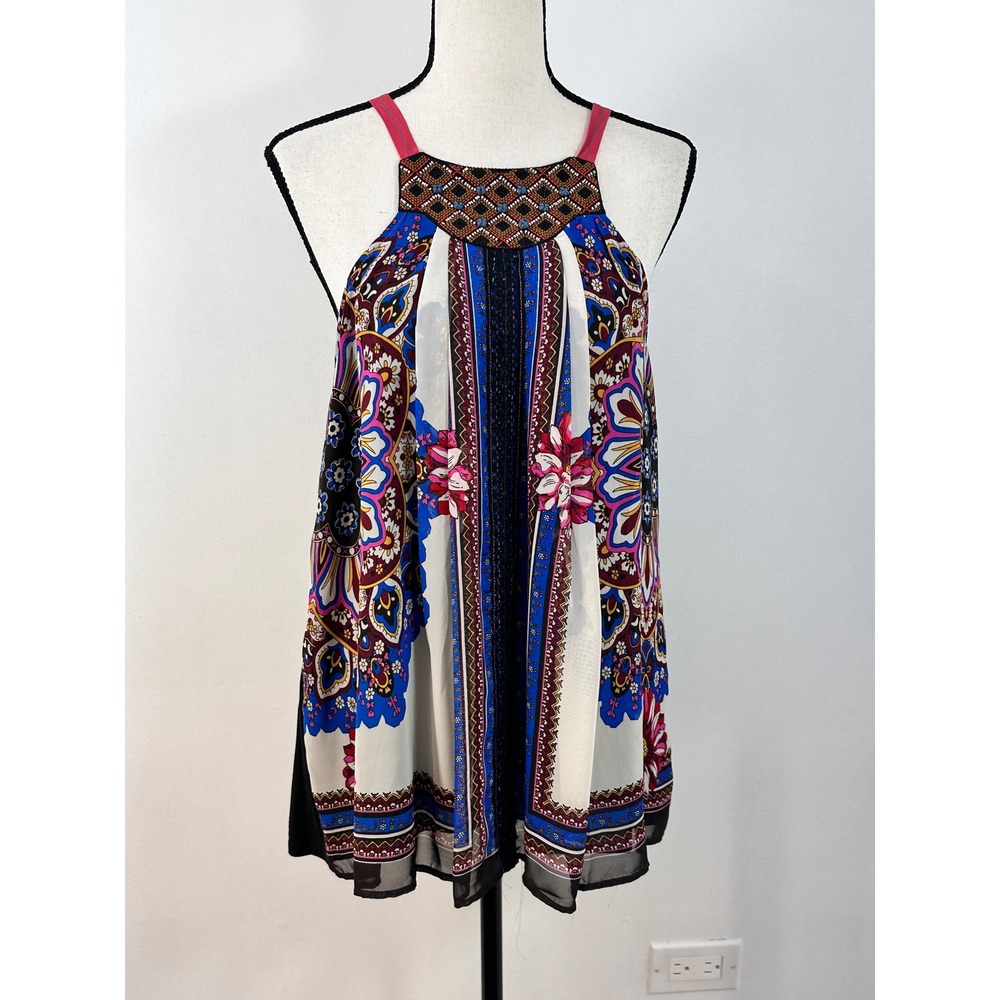 One September Halter Top Bohemian Paisley Print Sleeveless Blouse M